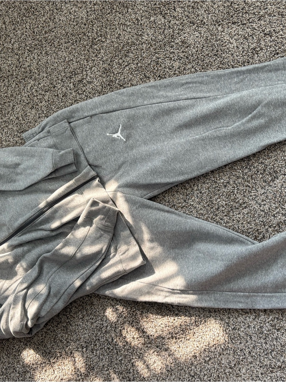 Jordan Gray Men's Sweatpants Joggers with White Jumpman